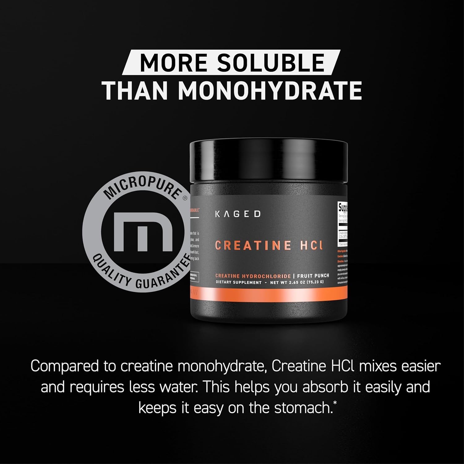 Supplement Creatine Hcl Powder, Fruit Punch, Supports Muscle Growth and Recovery, Patented Creatine Hydrochloride Formula, Easy Digestion and Enhanced Muscle Absorption, 75 Servings